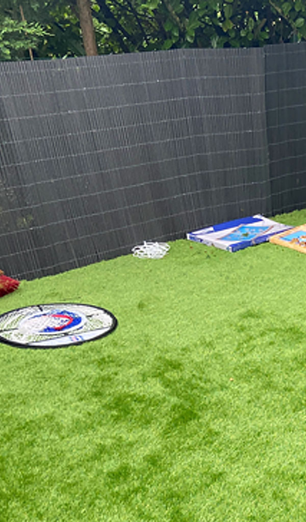 Artificial grass and children's playground