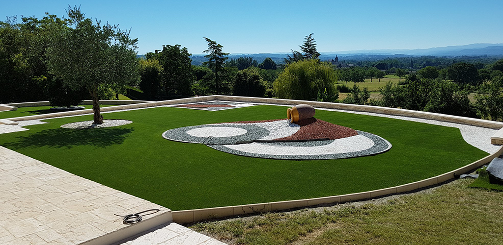 artificial grass and a huge garden