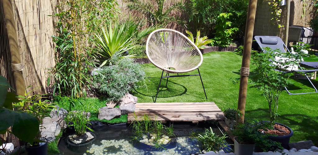 Artificial grass on a garden