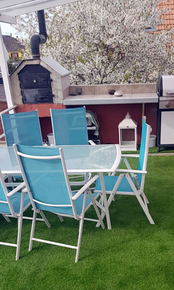 Artificial grass on a terrace