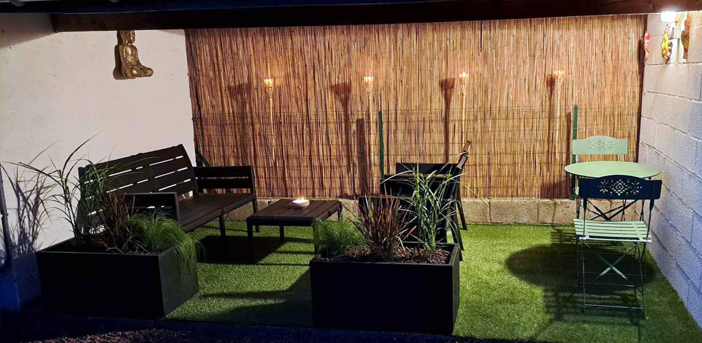 Garden with fake lawn