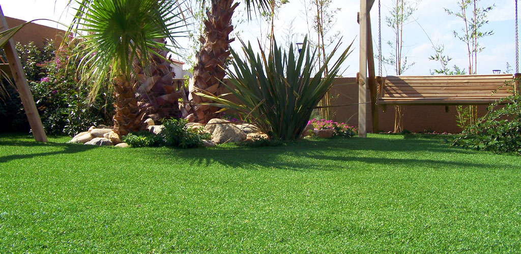 artificial grass on a garden