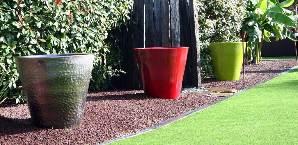 Artificial grass on a garden