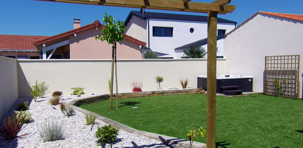 artificial lawn and terrace