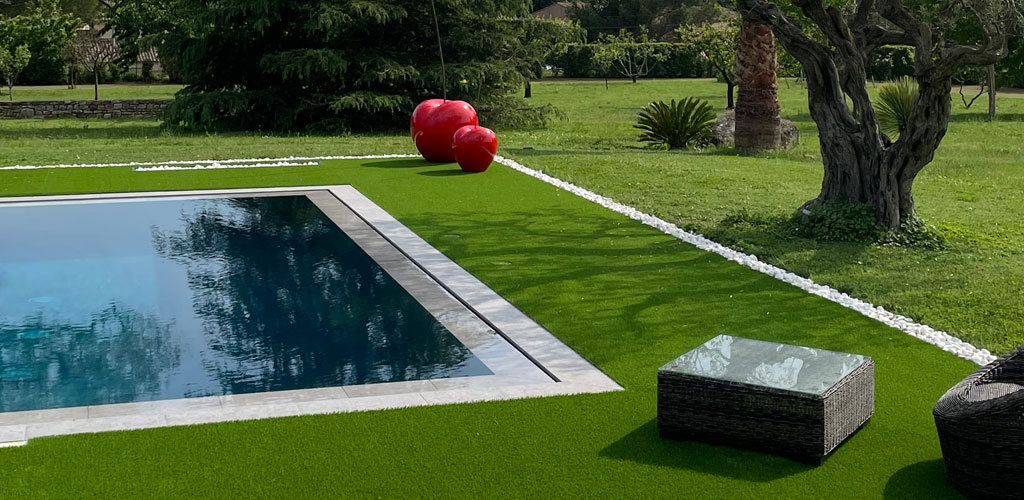 artificial grass and swimming pool