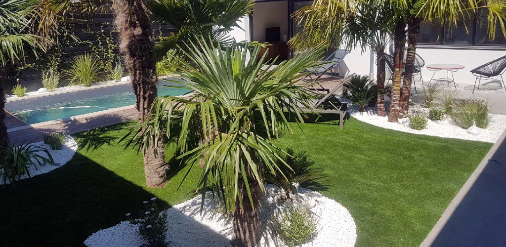 swimming pool and synthetic grass