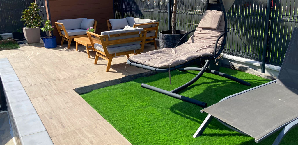 Small garden layed with artificial grass