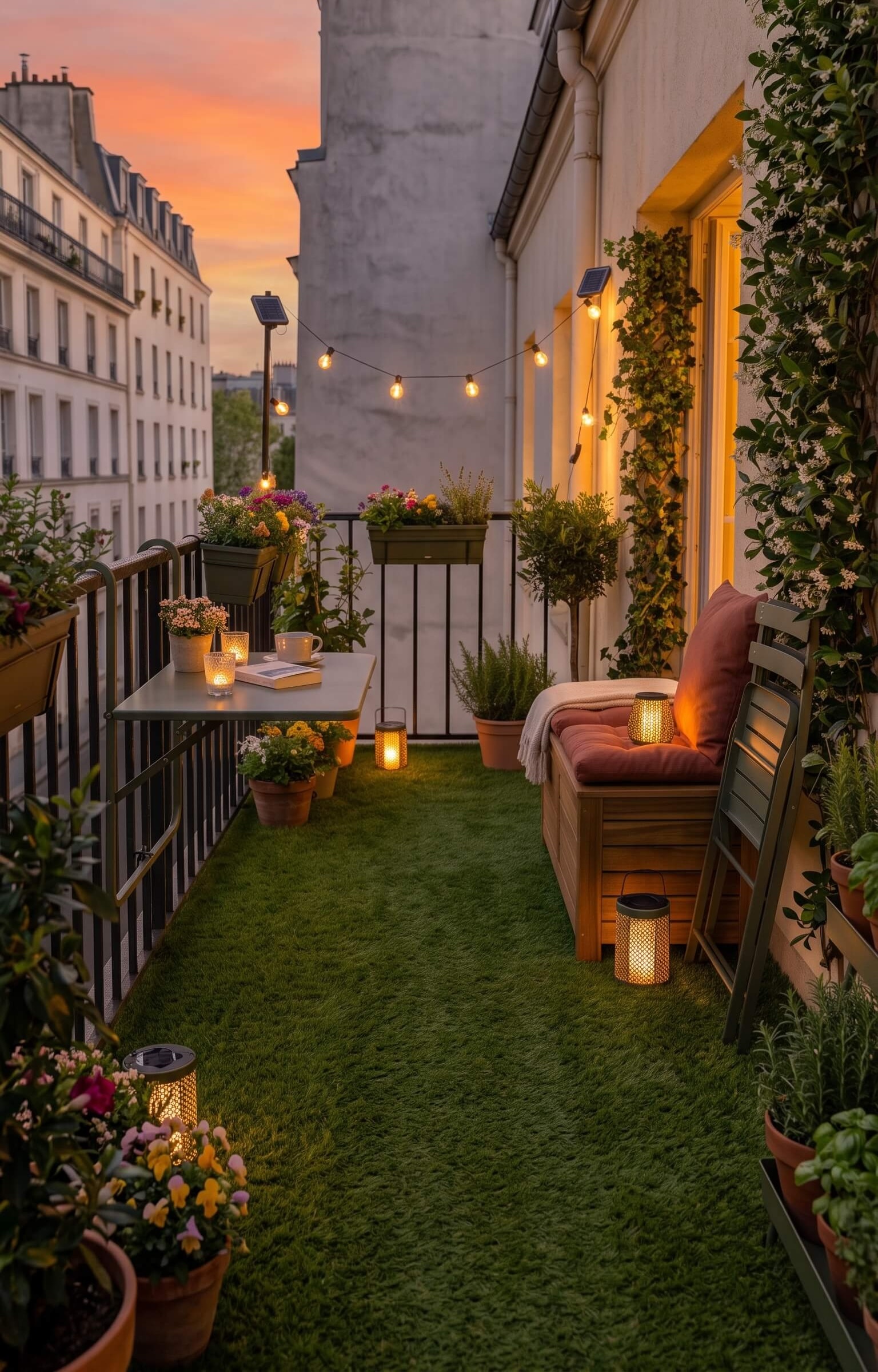 conseils pour aménager un balcon avec du faux gazon